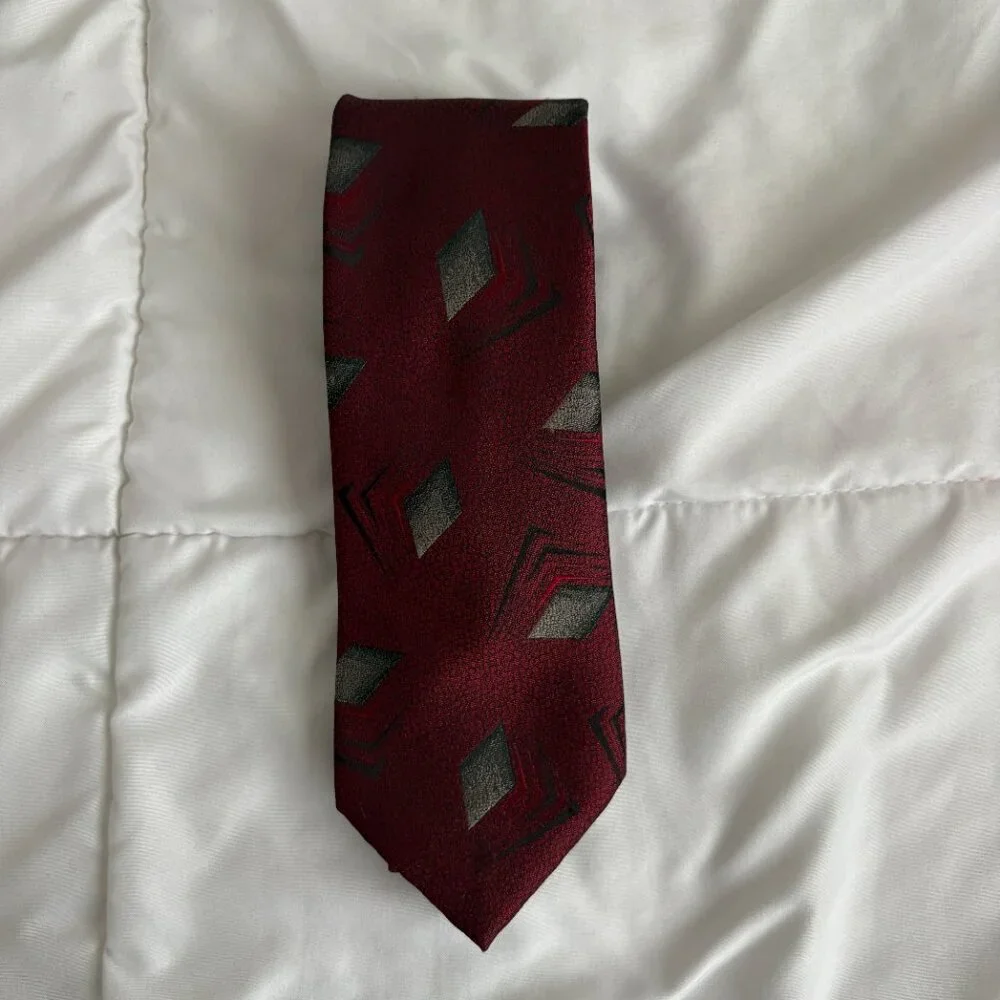 Vintage Yves Saint Laurent Burgundy/Red Geometric Abstract Design Quiet Luxury